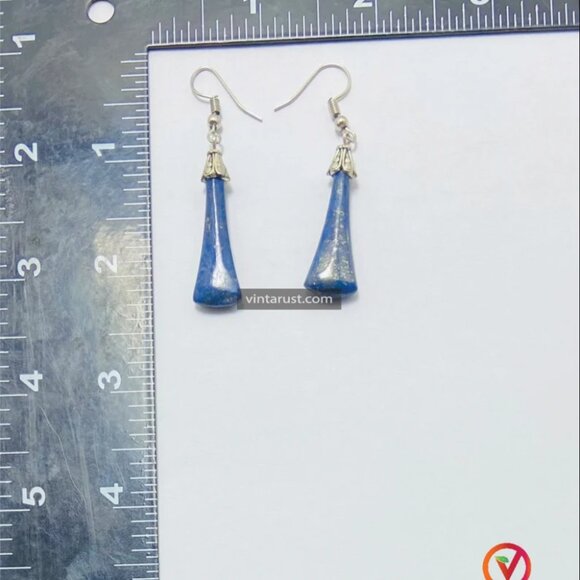 Dangle Earrings, Gemstone Dangle Earrings, Lapis Lazuli Handmade Earrings - Picture 9 of 9